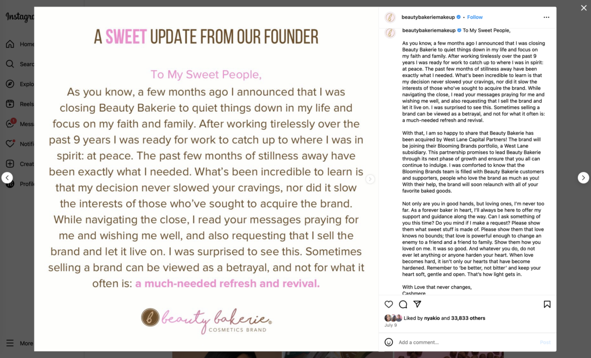 West Lane Capital Partners acquires Beauty Bakerie