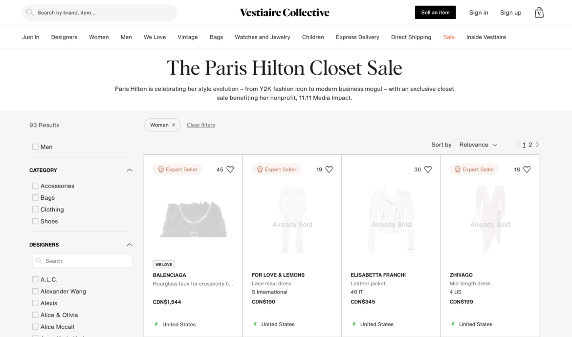 Vestiaire Collective x Paris Hilton's Iconic Y2K Closet Sale, Sold Out