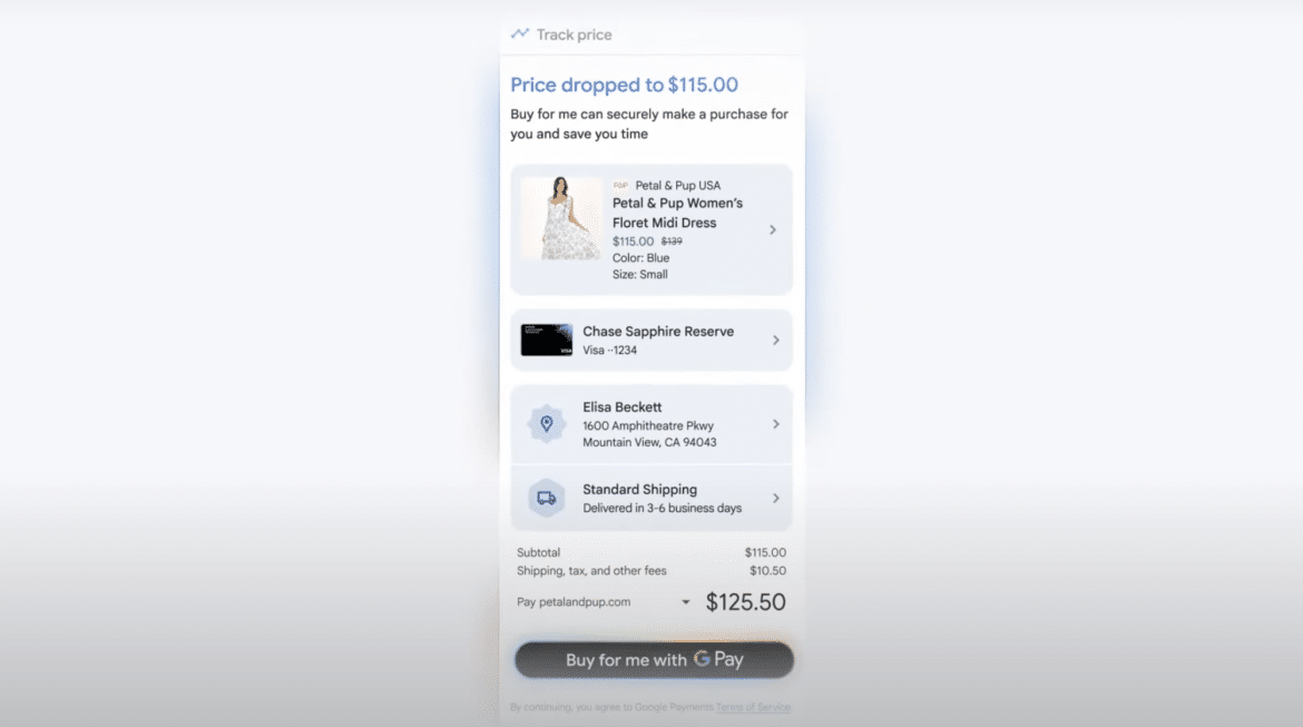 Google AI checkout shopping tool 