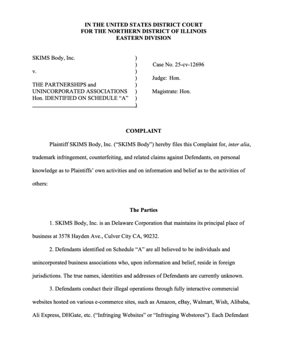 SKIMS Lawsuit Sues to Shutdown Fake Counterfeiters