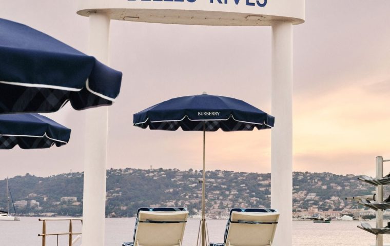 Burberry Dresses Hôtel Belles Rives in Blue Check For a Riviera Summer Takeover