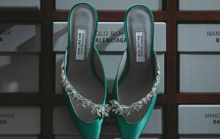 Balenciaga and Manolo Blahnik Unveil Crystal Leaf Heels For Fall 26