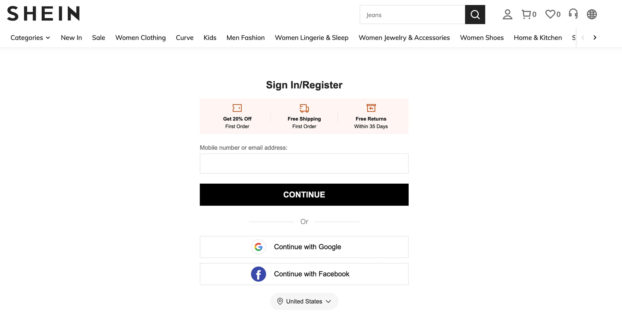 Shein signup