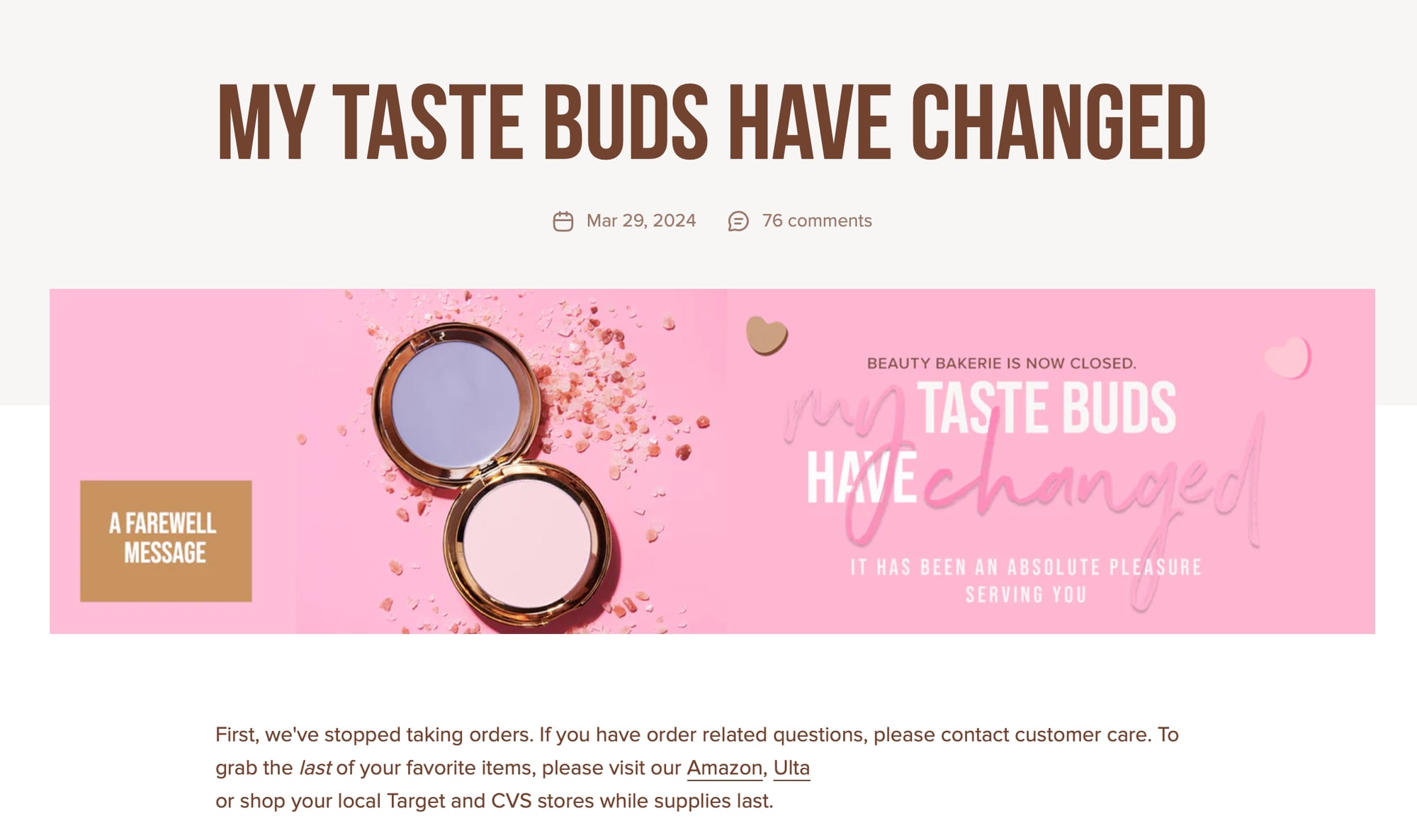 Beauty Bakerie shut down