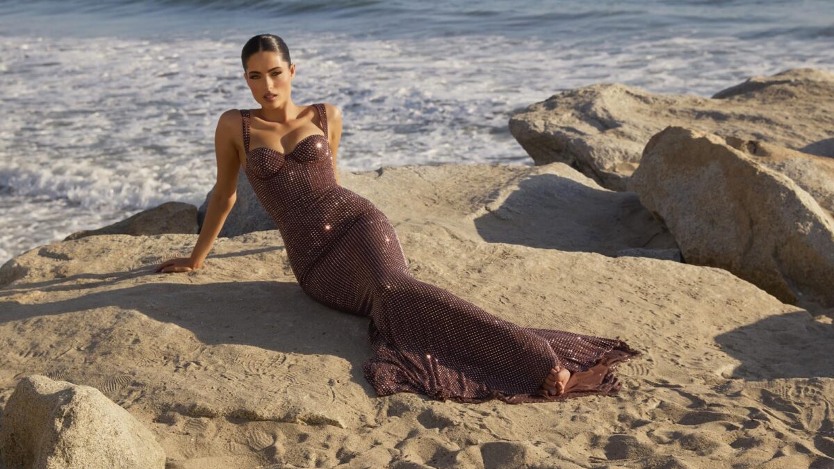oh polly beach dress Oh Polly mesh plunge cowl halter neck thigh split beach maxi dress in white