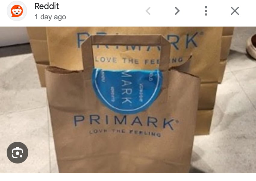 Primark adding stickers to bags to stop shoplifters from walking out of stores with stolen goods