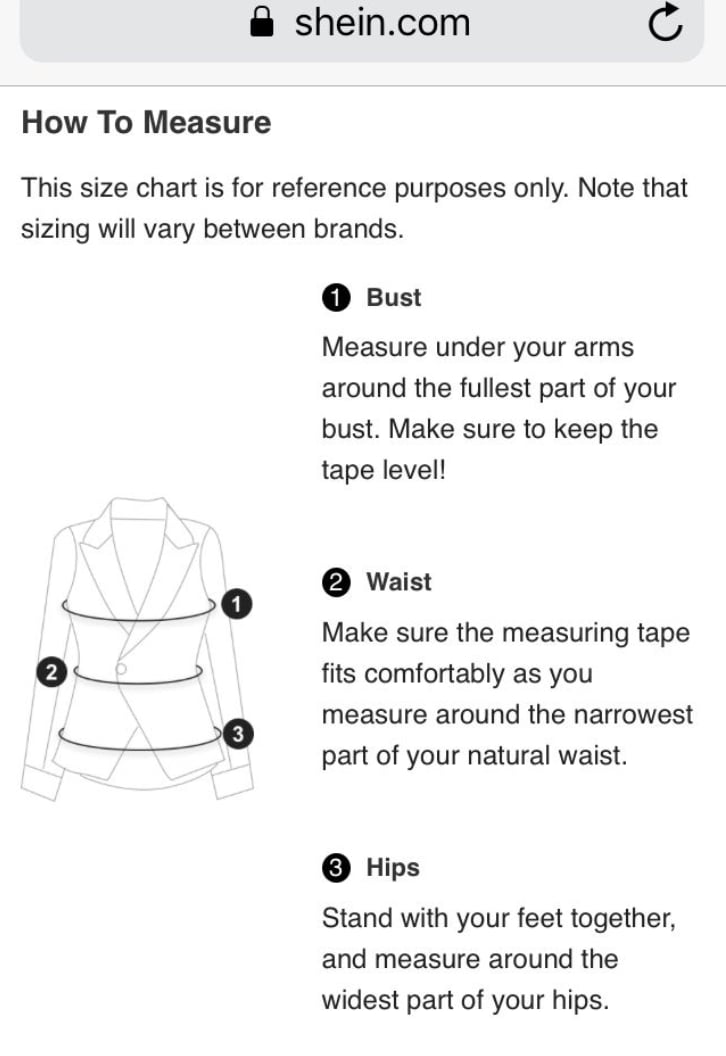 SHEIN how to meanure yourself