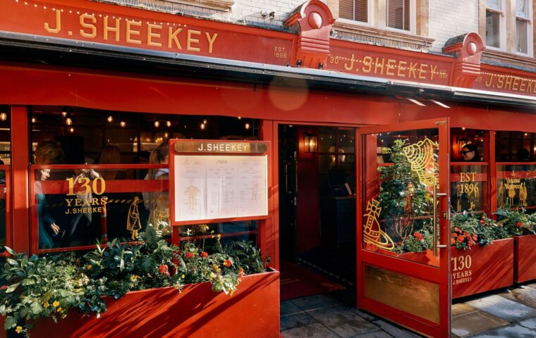 Vivienne Westwood’s Archive Print Takes Over The J. Sheekey Terrace