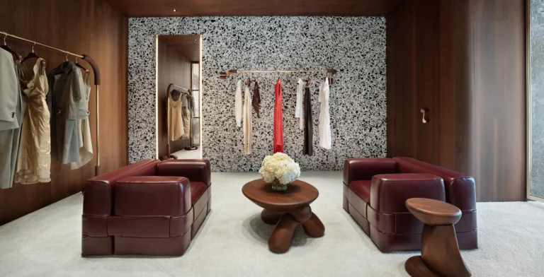 Bottega Veneta Opens at 70 Royal Poinciana Plaza in Palm Beach With Marble Louvers Murano Glass Terrazzo