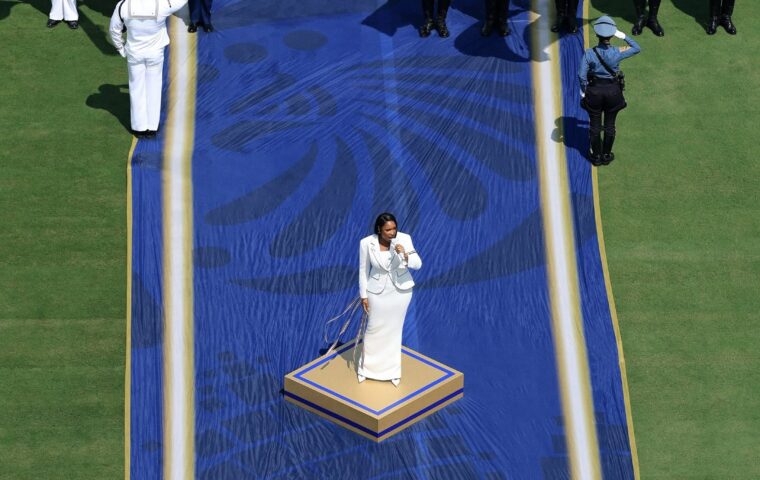 Jennifer Hudson’s Custom Thom Browne Look For The 2026 FIFA World Cup Final Gives The Couture a Patriotic Edge