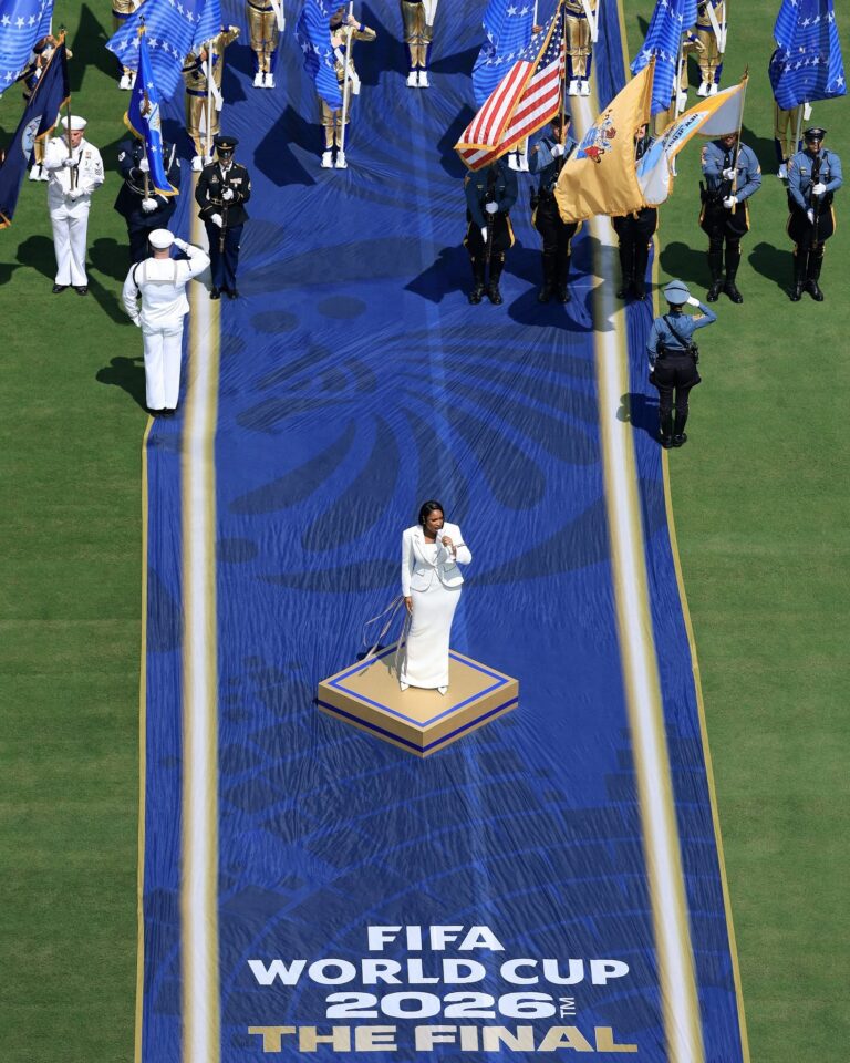 Jennifer Hudson’s Custom Thom Browne Look For The 2026 FIFA World Cup Final Gives The Couture a Patriotic Edge