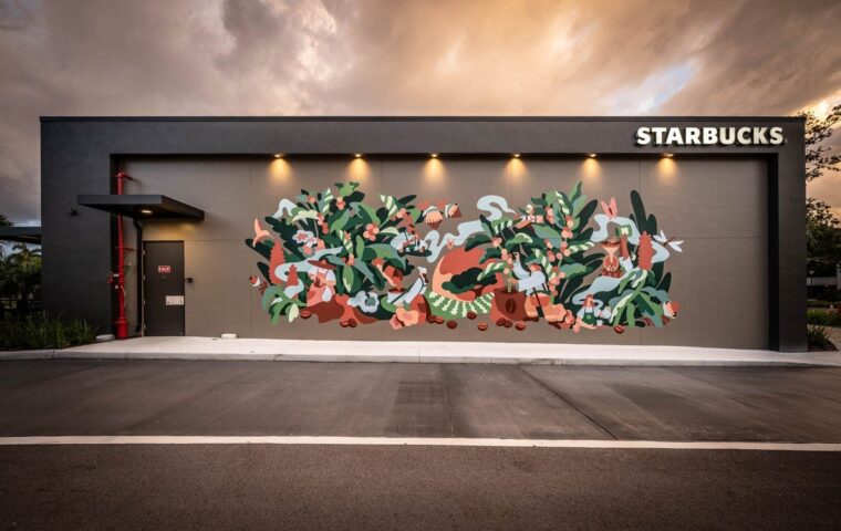 Starbucks Uses Warm Walnut and Local Art for Its New Naples Coffeehouse