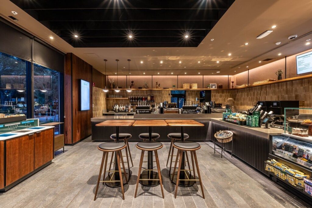 Starbucks Uses Warm Walnut and Local Art for Its New Naples Coffeehouse