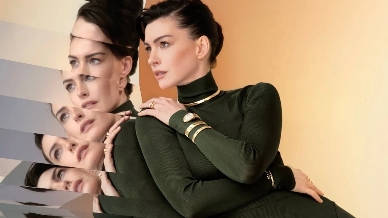 Anne Hathaway and Priyanka Chopra Jonas in the Bvlgari Serpenti 2026 campaign film.