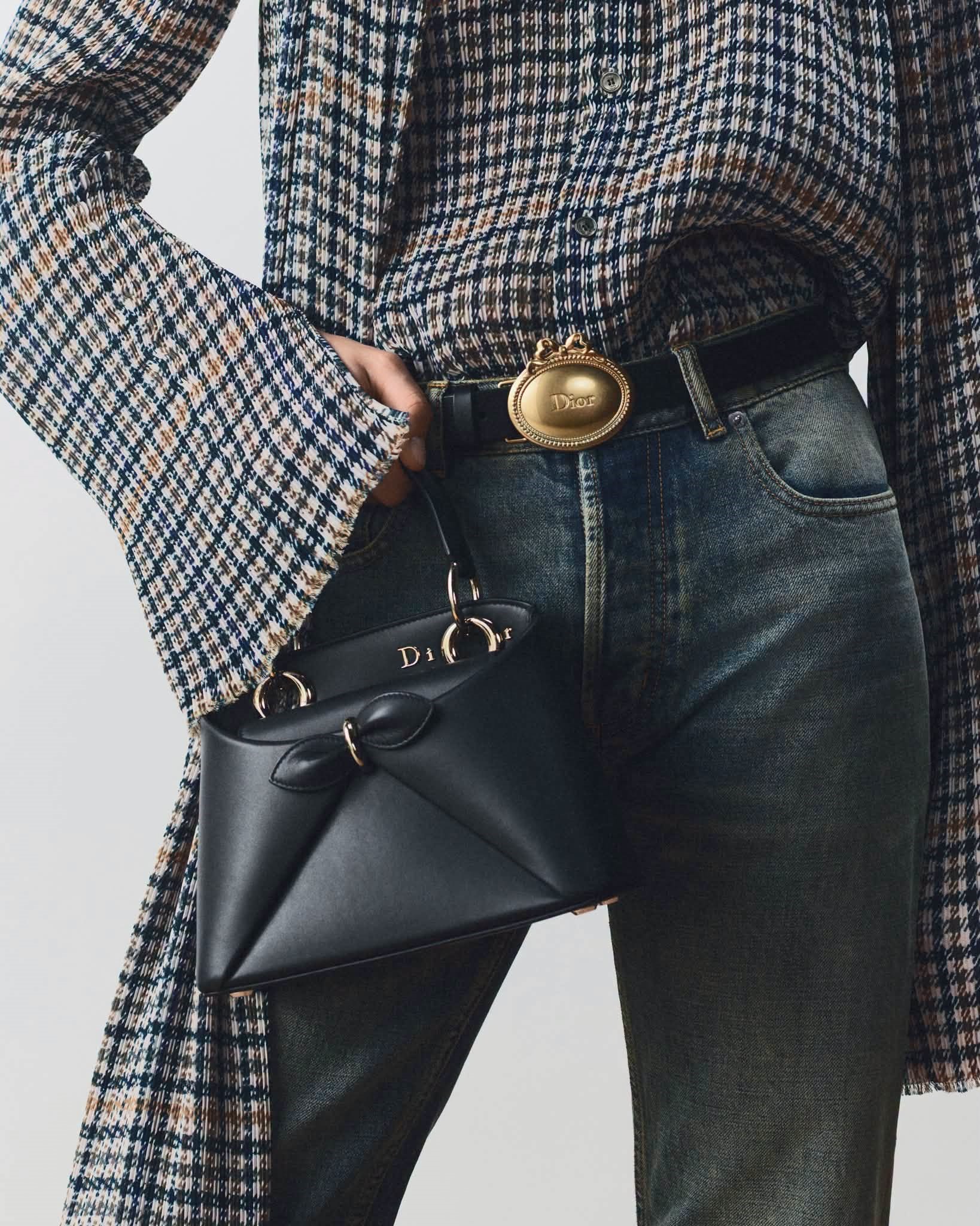 Dior Mini Cigale bag in structured calfskin leather with signature bow detail