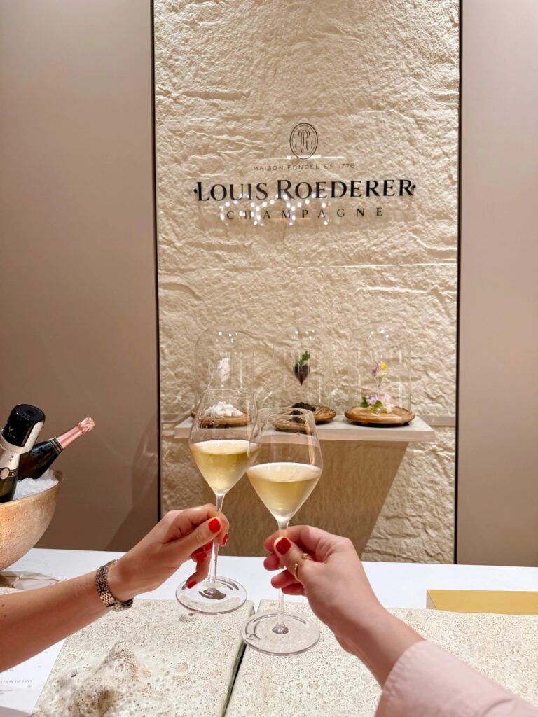 Champagne glasses at the Louis Roederer Champagne Bar at Printemps New York