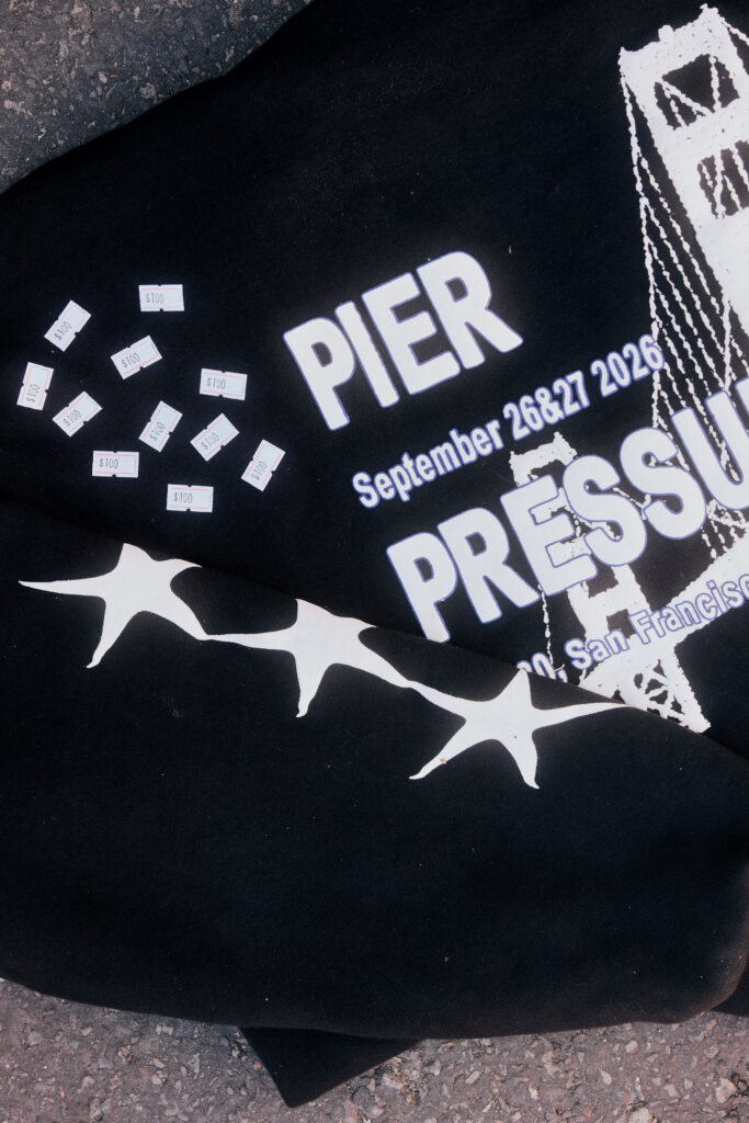 Pier Pressured Hoodie Detail at Outcast Clothing’s Portola Festival pop-up