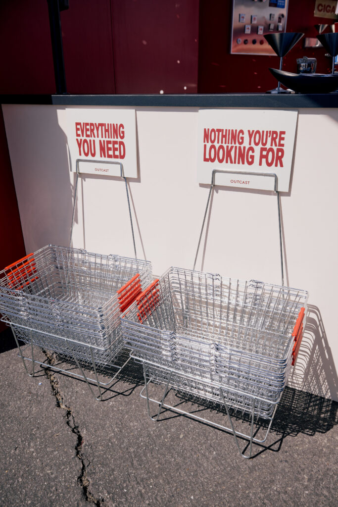 Shopping Basket Signs Portola x Outcast at Outcast Clothing’s Portola Festival pop-up