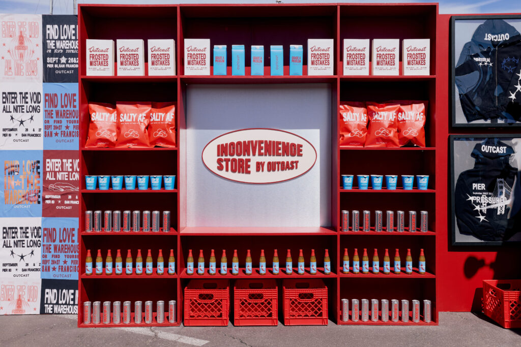 Tight Hero Shot Bodega Prop Wall at Outcast Clothing’s Portola Festival pop-up