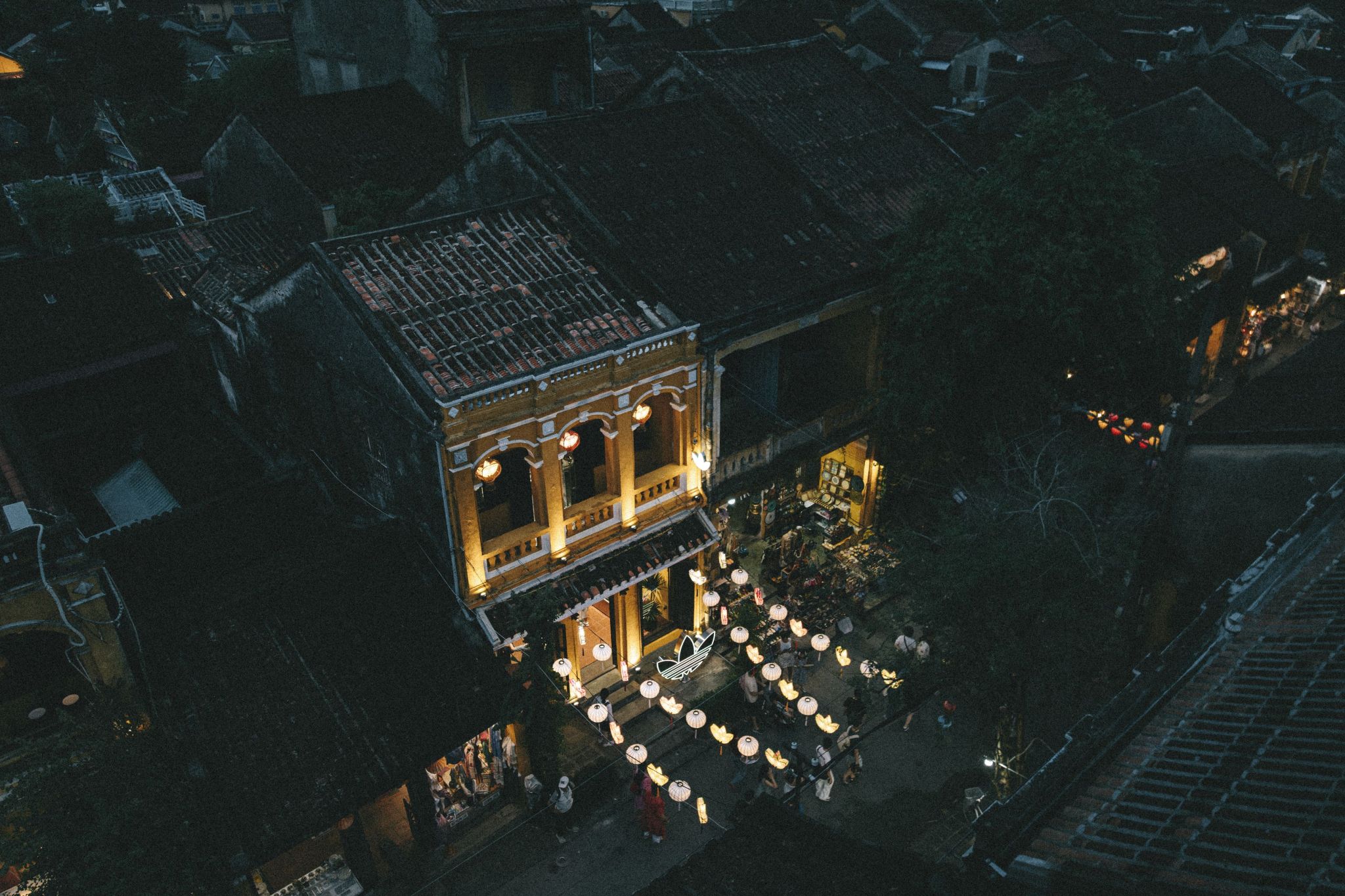Aerial view of the adidas Originals store opening in Hoi An Ancient Town