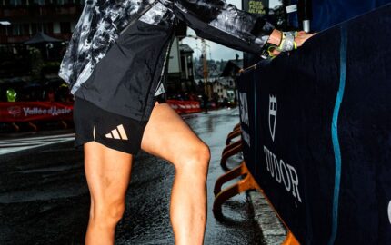 Athlete wearing adidas trail footwear at the UTMB activation