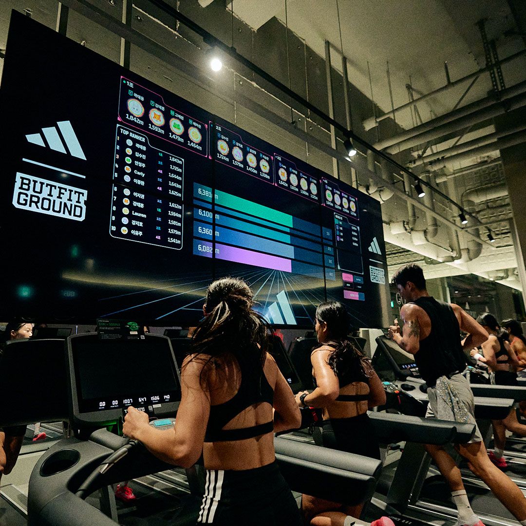 Guests running at the adidas training activation