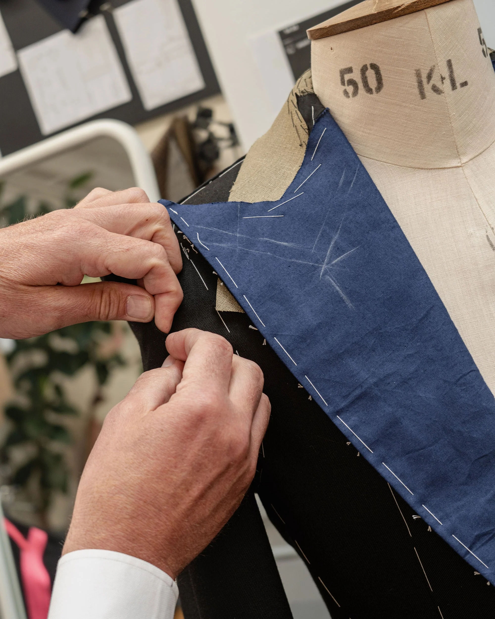 Bespoke tailoring work at Huntsman for Alexander McQueen Spring/Summer 2027