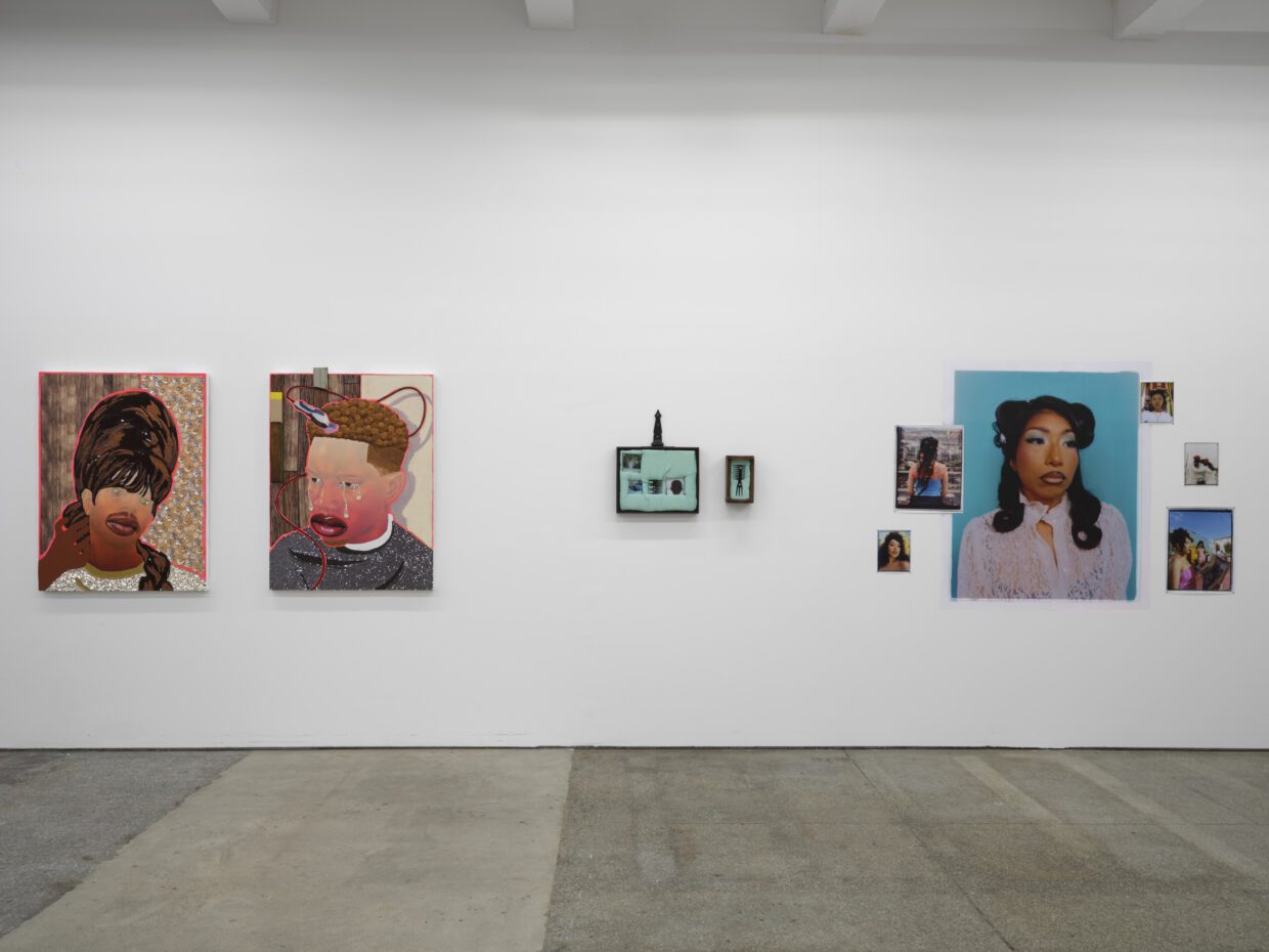 Installation view of artworks in amika's Crowns in Bloom exhibition