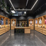 Outerwear displays inside Arc’teryx’s Montréal Alpha Store.