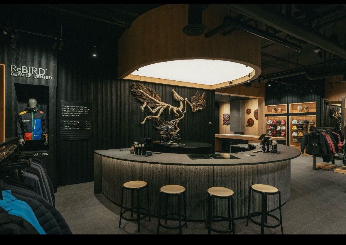 Arc’teryx apparel merchandising in the Whistler store