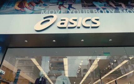 ASICS storefront shown in the GEL-STRATUS MC Mumbai launch video