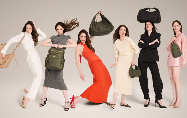 Coco Rocha models bags from her Baggallini collaboration.