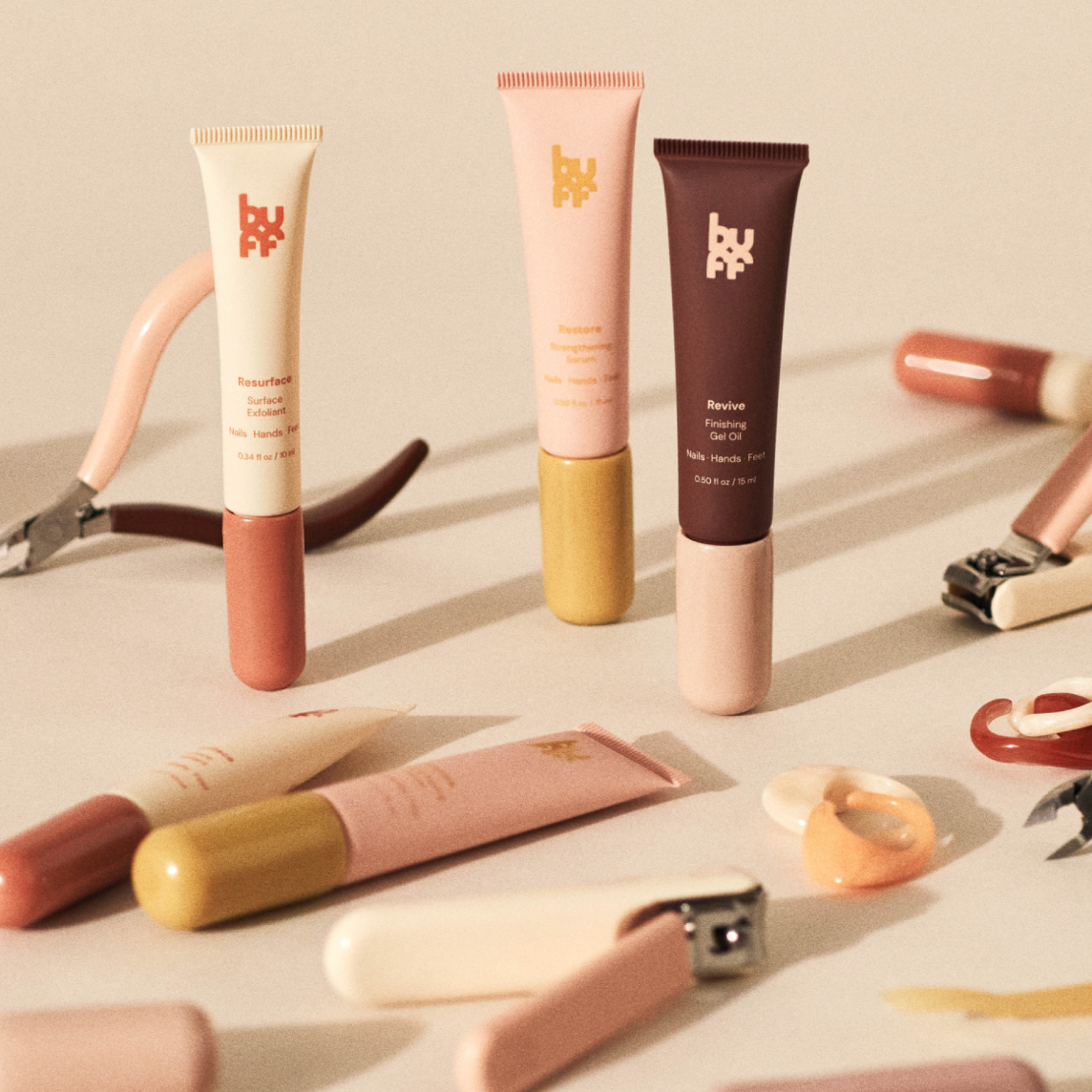 Buff Beauty nail-care products arranged for Target Beauty Studio