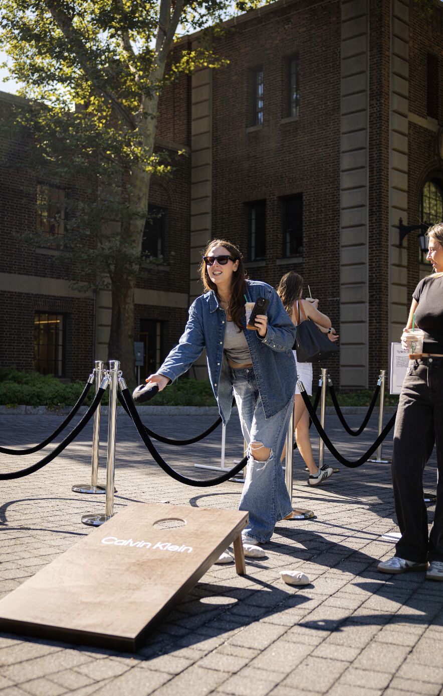 Visitor entering the Calvin Klein campus store