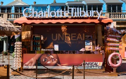 Charlotte Tilbury Unreal Glow Club installation in Covent Garden Piazza
