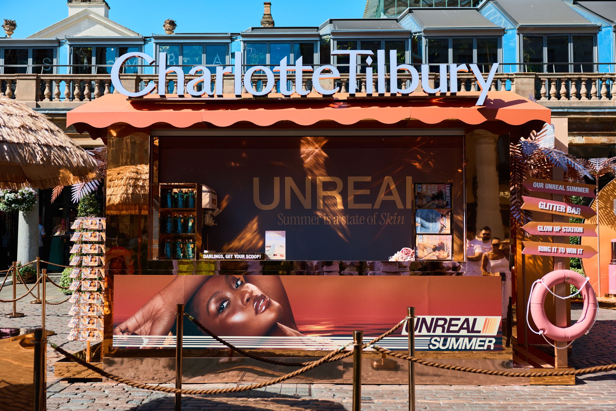 Charlotte Tilbury Unreal Glow Club installation in Covent Garden Piazza