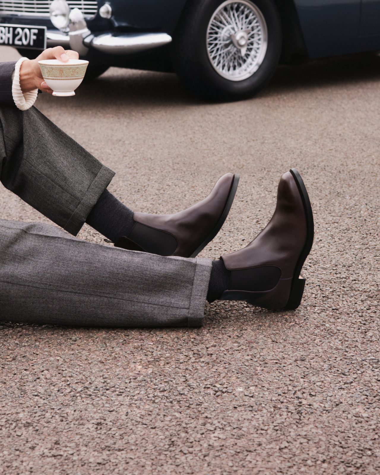 Church’s — Church’s Takes Theo James to Goodwood for Its Autumn Winter 2026 Campaign. Gallery image 1.