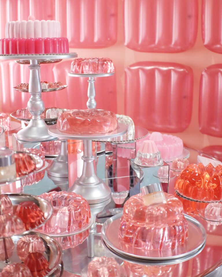 Pink jelly-inspired display at Clinique’s Feels Like Lab in SoHo