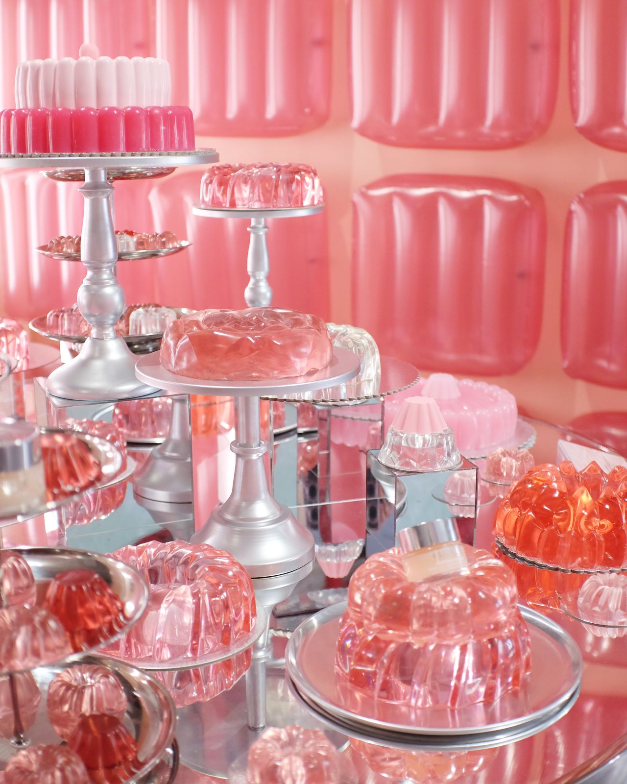 Pink jelly-inspired display at Clinique’s Feels Like Lab in SoHo