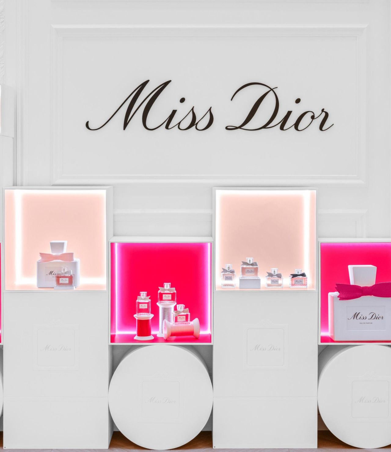 Miss Dior fragrance products displayed at a pop-up
