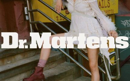 Dr. Martens With Bouncing Soles campaign portrait featuring burgundy boots