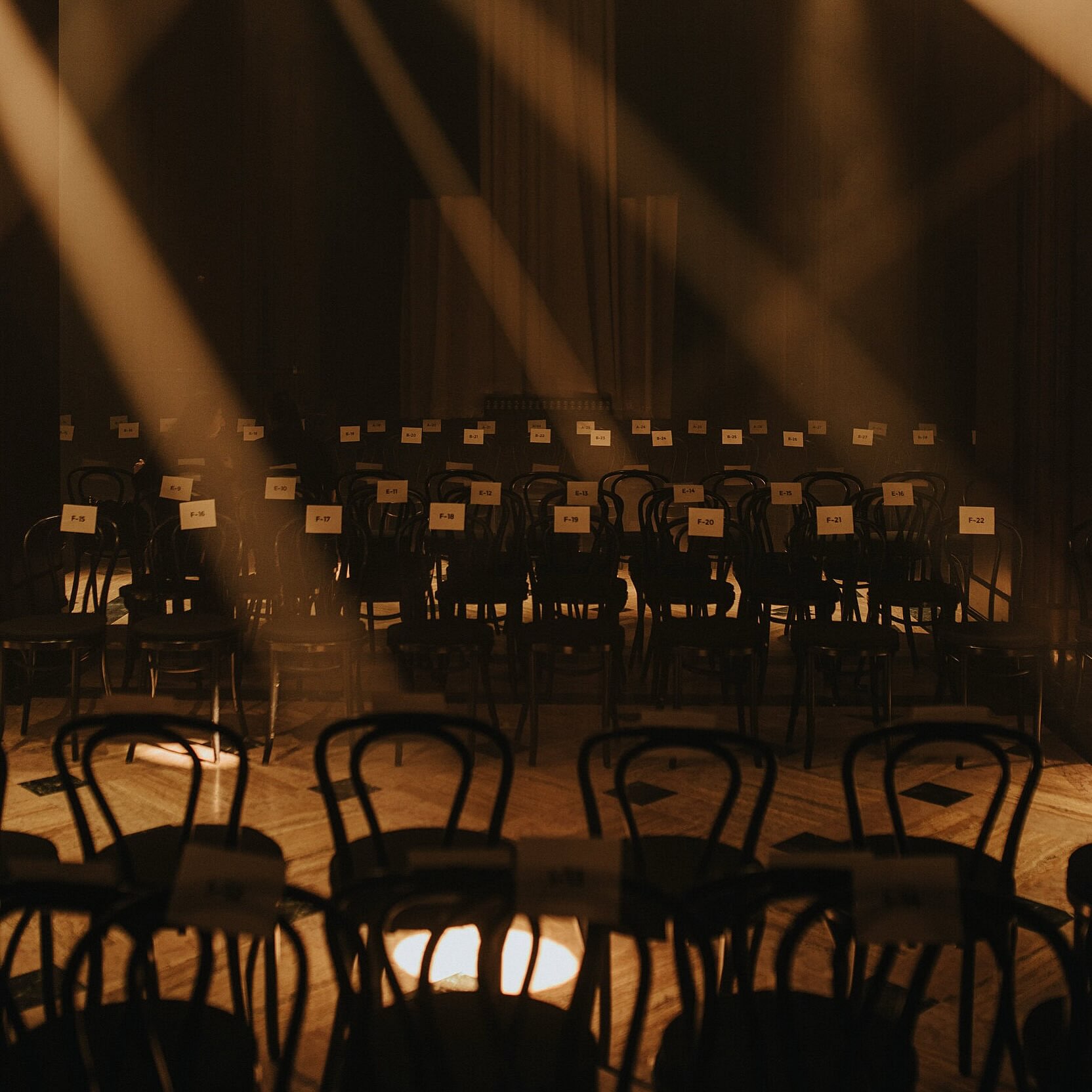 Seating and lighting at the Elena Velez YR009 venue