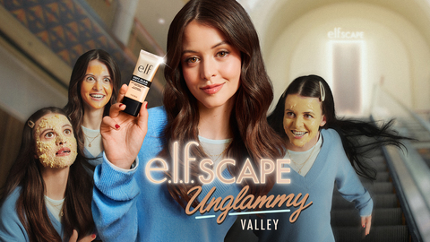 Sara Waisglass holding e.l.f. Soft Glam Satin Foundation in the Unglammy Valley campaign