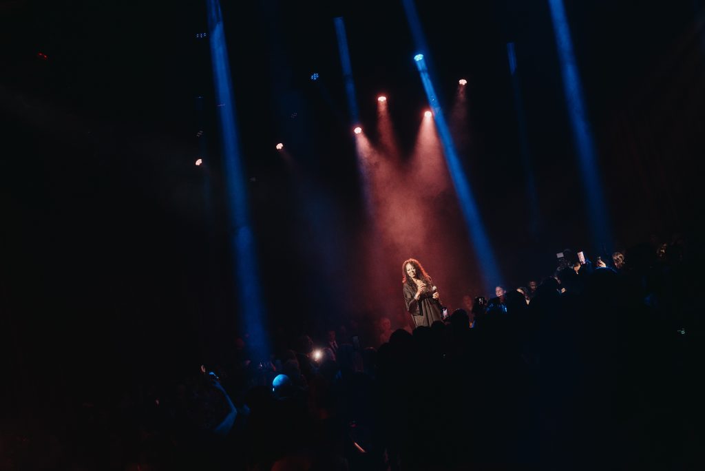 Robin S performs at the ELIE SAAB H&M Paris event