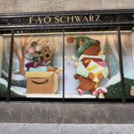 FAO Schwarz Rockefeller Center window display for Amazon storefront launch.