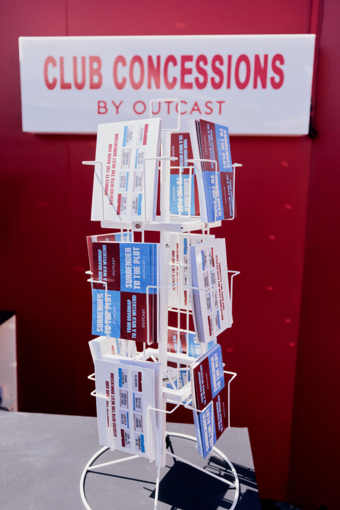 Festival bingo cards straight on at Outcast Clothing’s Portola Festival pop-up