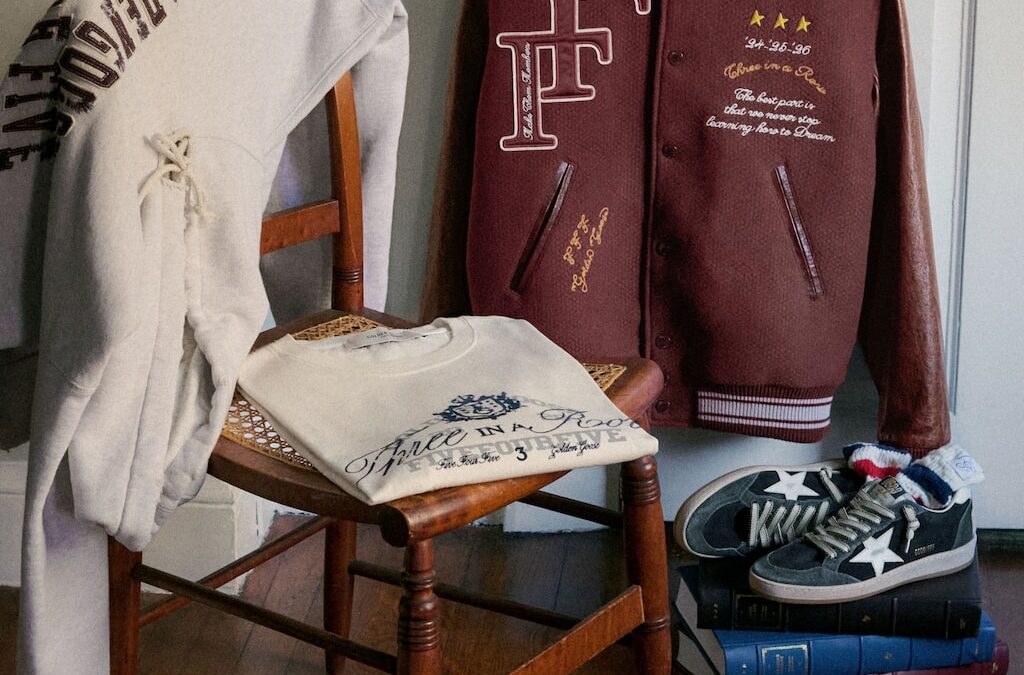 Golden Goose x FiveFourFive 2026 varsity jacket, apparel and Ball Star sneakers