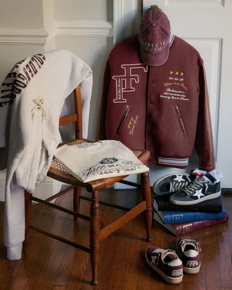 Golden Goose x FiveFourFive 2026 varsity jacket, apparel and Ball Star sneakers