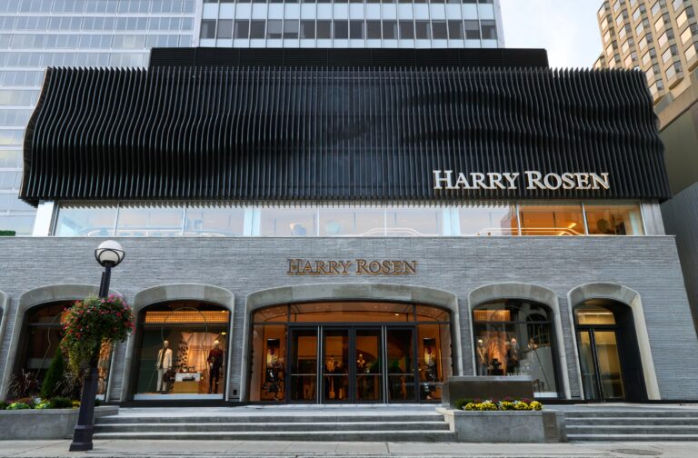 Exterior of Harry Rosen's new flagship at 153 Cumberland Street in Toronto's Yorkville