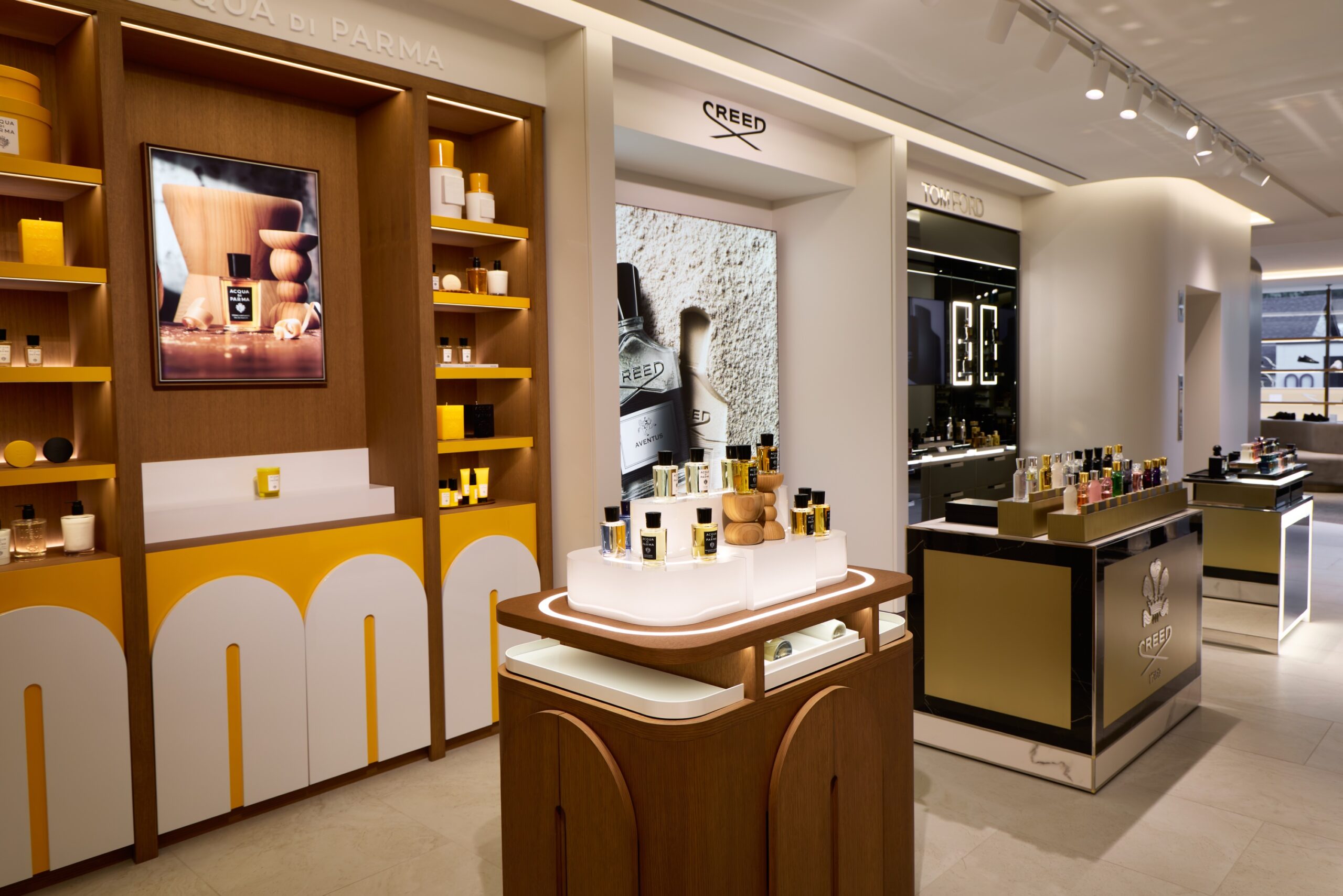 Creed fragrance display inside the new Harry Rosen flagship